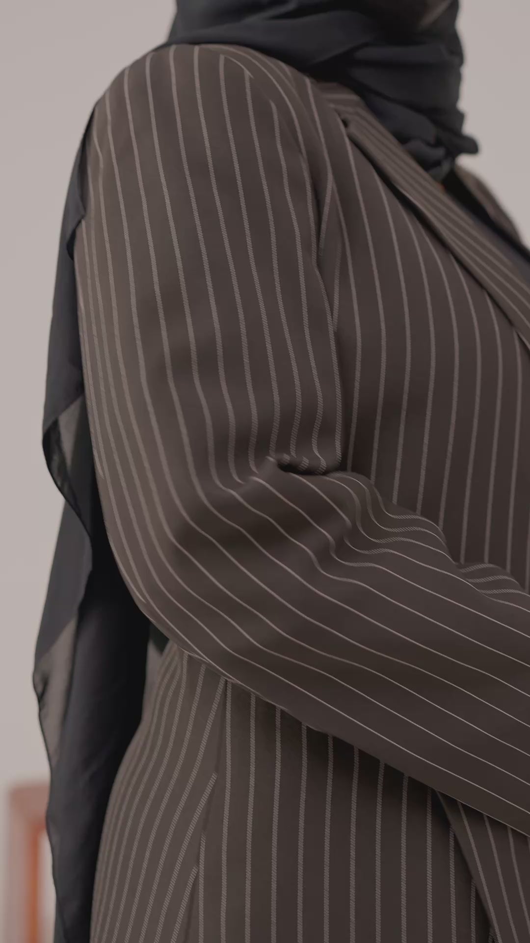 Brown Stripe Abaya