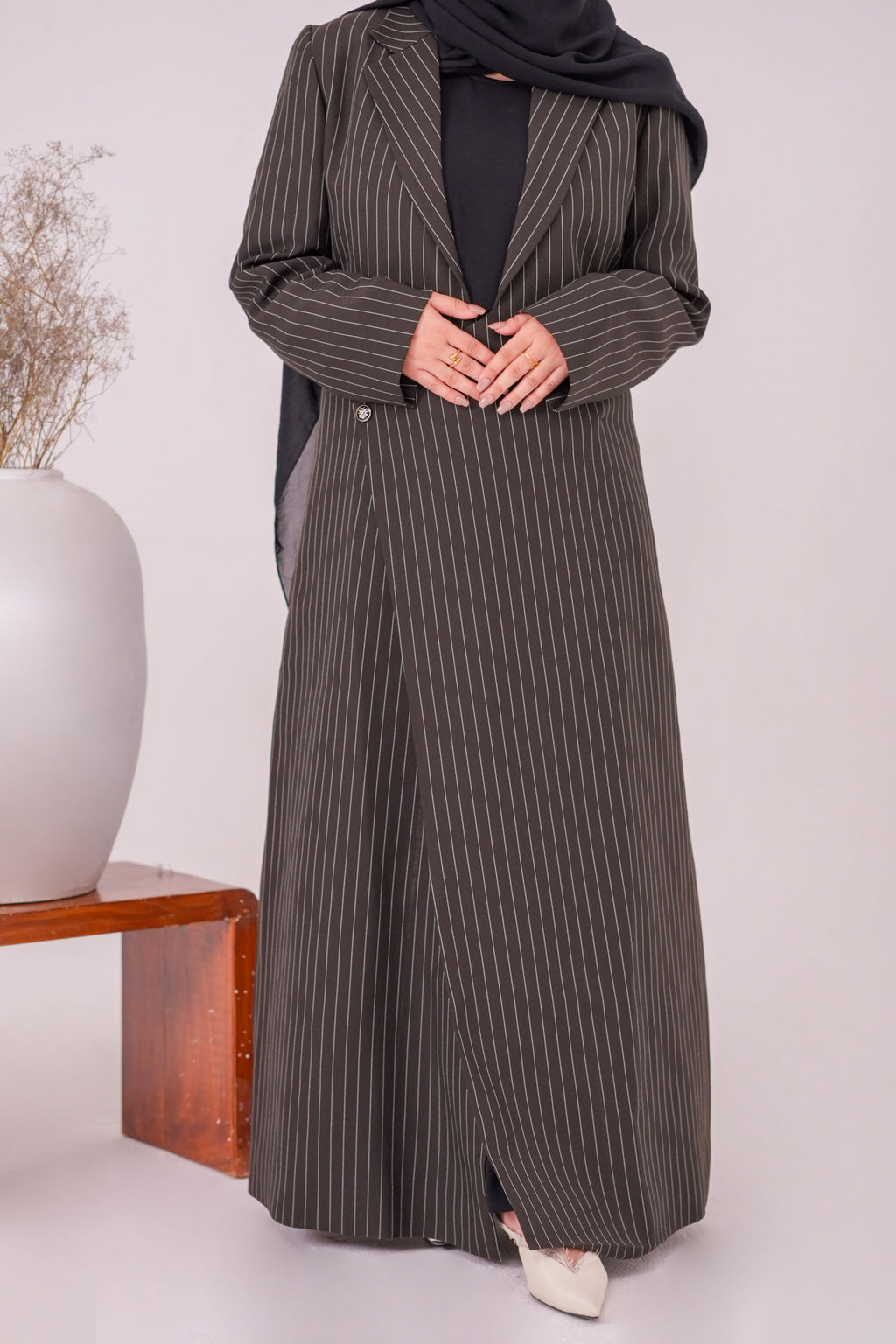 Brown Stripe Abaya